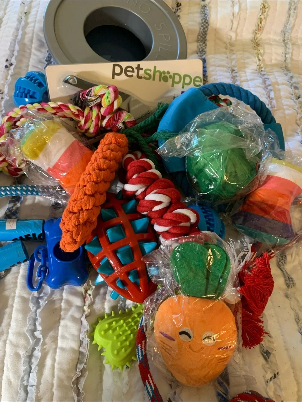 Nail Clippers, No Spill Dog Bowl with Assorted Dog Toys - Multicolor NEVER USED